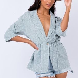 Princess Polly Cari Sage Striped Shirt 0